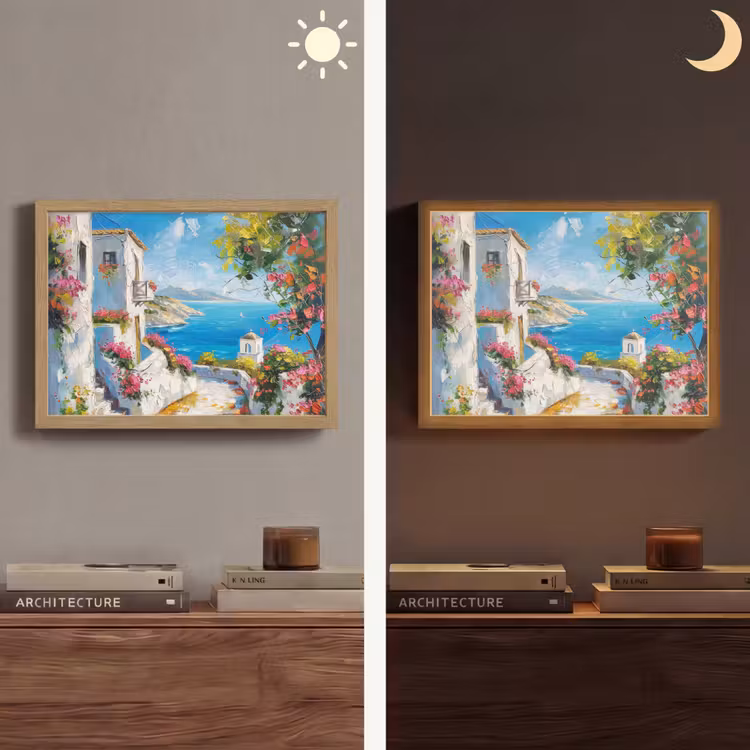 Landschap - Bloemen - Natuur - Zomer Light Box met batterij (Wandlamp) middel -sfeer3