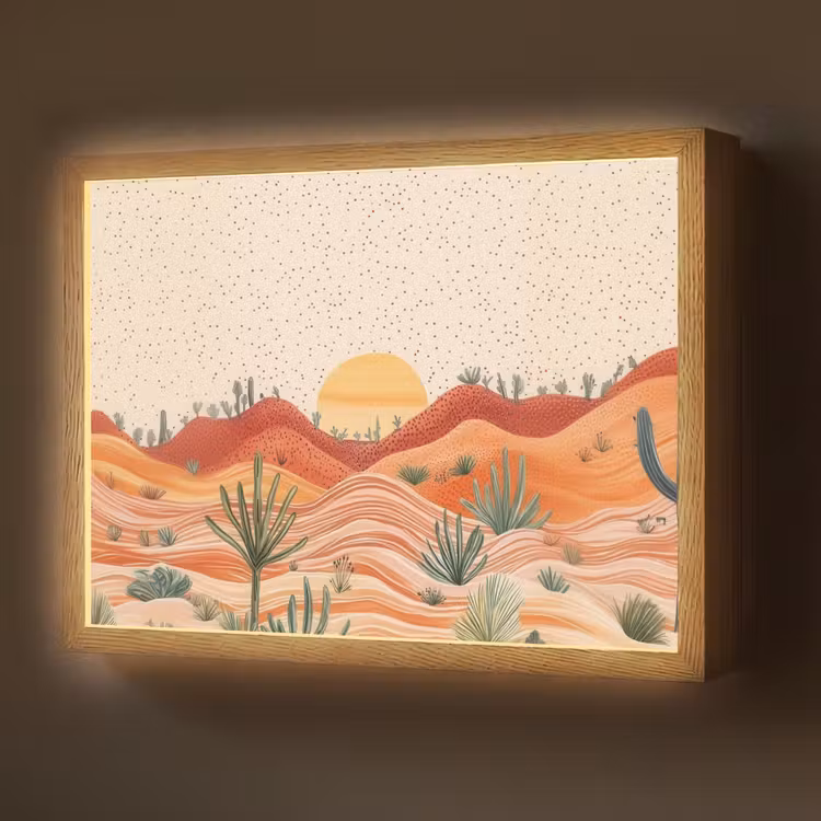 Landschap - Heuvels - Zonsondergang Light Box met batterij (Wandlamp) middel -z3d_website