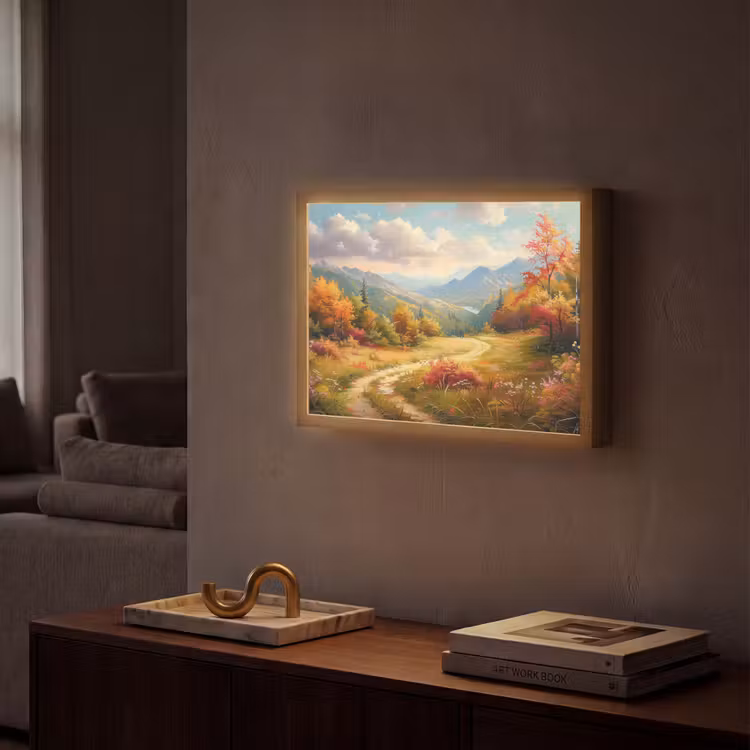 Landschap - Illustratie - Natuur Light Box met batterij (Wandlamp) middel -sfeer1
