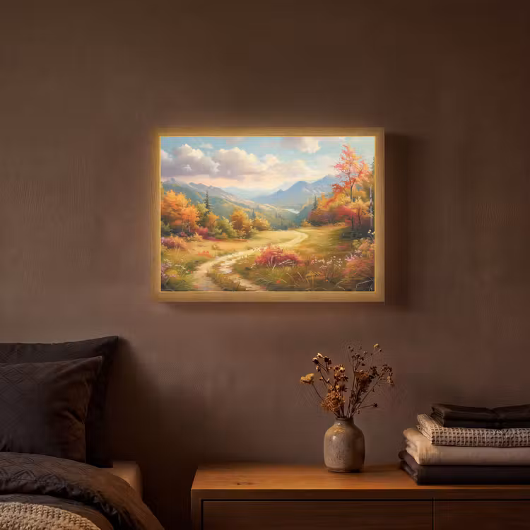 Landschap - Illustratie - Natuur Light Box met batterij (Wandlamp) middel -sfeer4