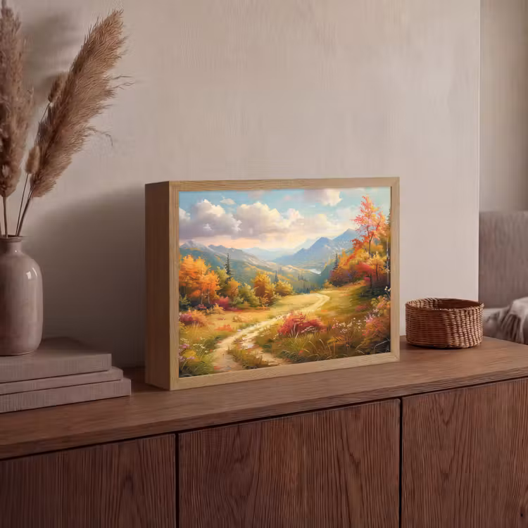 Landschap - Illustratie - Natuur Light Box met batterij (Wandlamp) middel -sfeer2