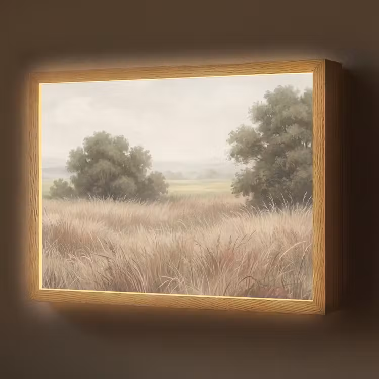 Landschap - Minimalistisch - Beige Light Box met batterij (Wandlamp) middel -z3d_website