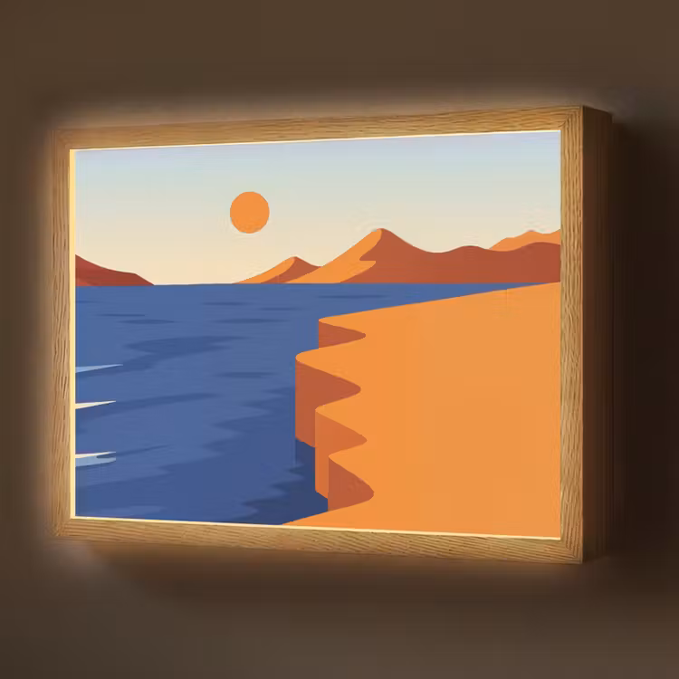 Landschap - Bergen - Zon - Zee Light Box met batterij (Wandlamp) middel -z3d_website