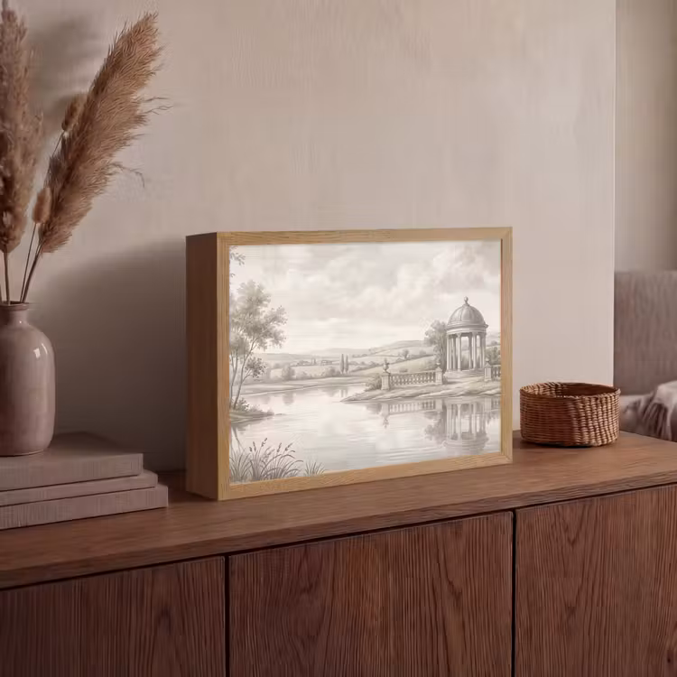 Landschap - Water - Natuur - Sepia Light Box met batterij (Wandlamp) middel -sfeer2
