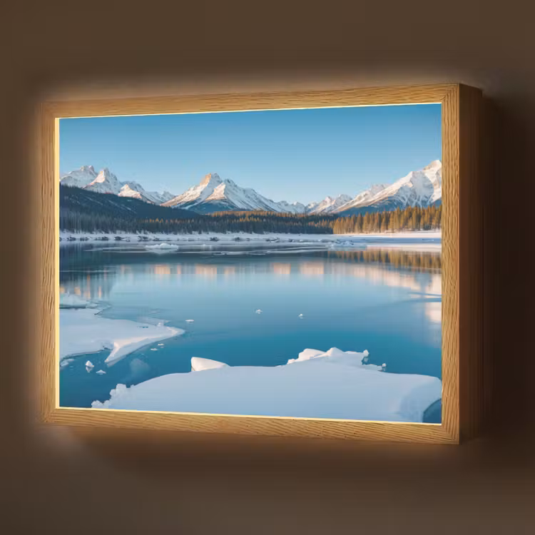 Landschap - Winter - Meer - Bergen - Uitzicht - IJs Light Box met batterij (Wandlamp) middel -z3d_website