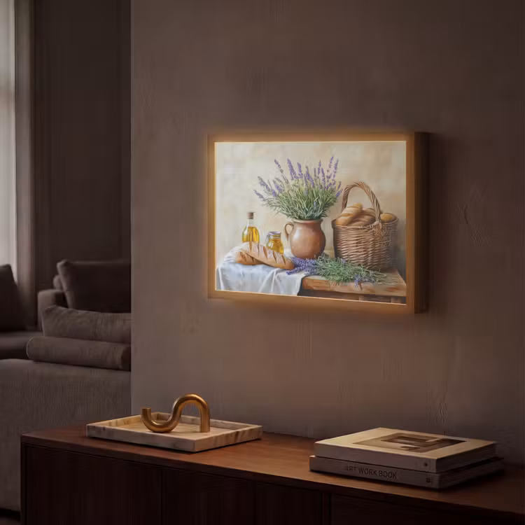 Lavendel - Brood - Stilleven Light Box met batterij (Wandlamp) middel -sfeer1