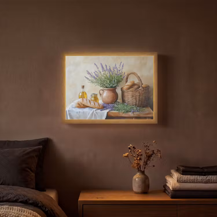 Lavendel - Brood - Stilleven Light Box met batterij (Wandlamp) middel -sfeer4