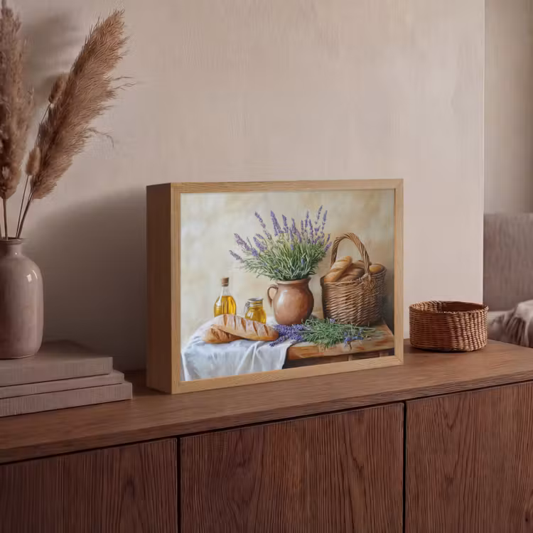 Lavendel - Brood - Stilleven Light Box met batterij (Wandlamp) middel -sfeer2