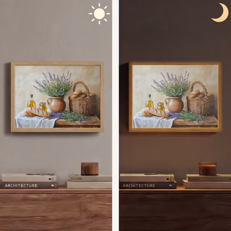 Lavendel - Brood - Stilleven Light Box met batterij (Wandlamp) middel -sfeer3