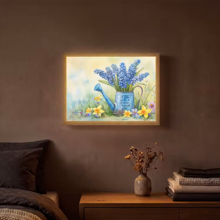 Lavendelbloemen - Quote - Gieter Light Box met batterij (Wandlamp) middel -sfeer4