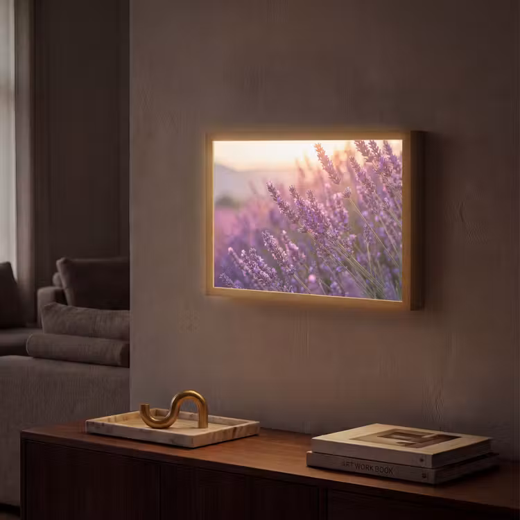 Lavendel - Paars - Zonlicht Light Box met batterij (Wandlamp) middel -sfeer1
