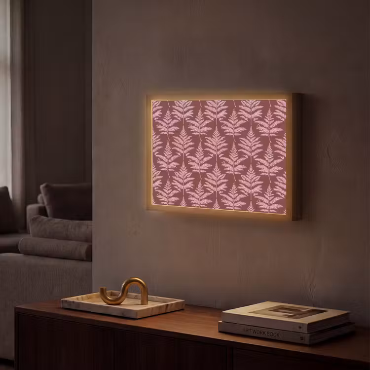 Blad - Patroon - Paars Light Box met batterij (Wandlamp) middel 907 -sfeer1
