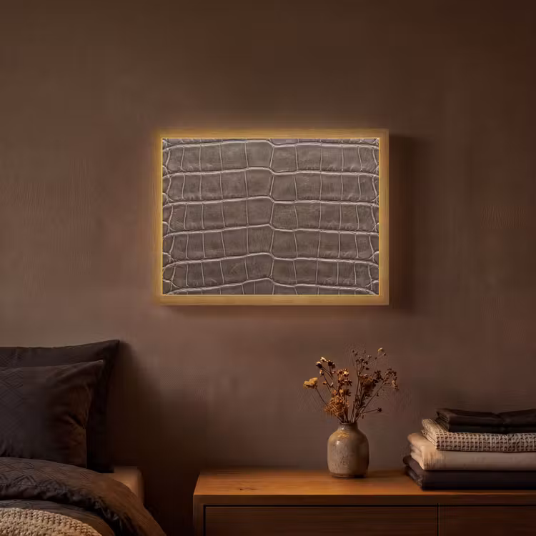 Leer - Krokodil - Mat Light Box met batterij (Wandlamp) middel -sfeer4