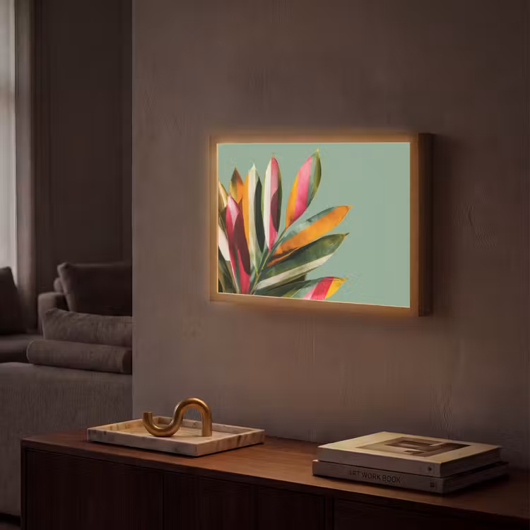 Bladeren - Tak - Kleurrijk Light Box met batterij (Wandlamp) middel -sfeer1