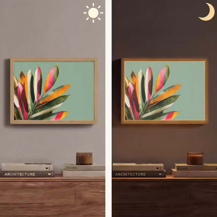 Bladeren - Tak - Kleurrijk Light Box met batterij (Wandlamp) middel -sfeer3