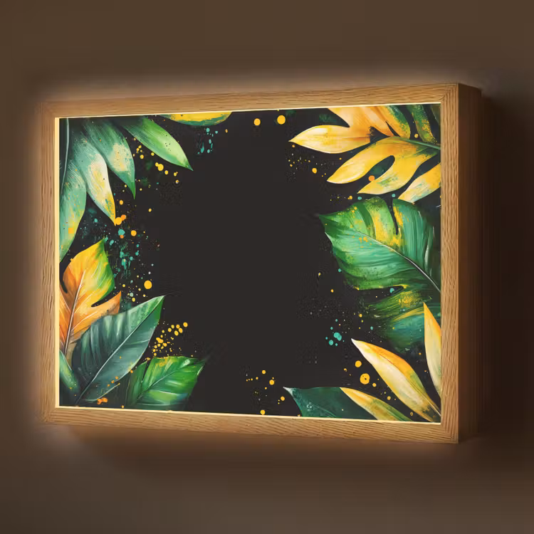 Bladeren - Groen - Geel - Verf - Jungle Light Box met batterij (Wandlamp) middel -z3d_website