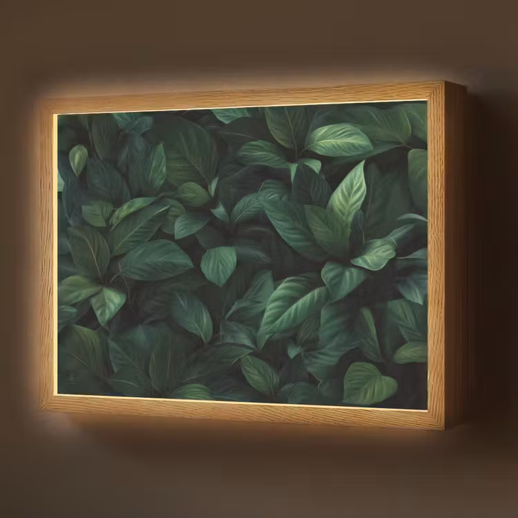 Bladeren - Ovaal - Groen - Nerven Light Box met batterij (Wandlamp) middel -z3d_website