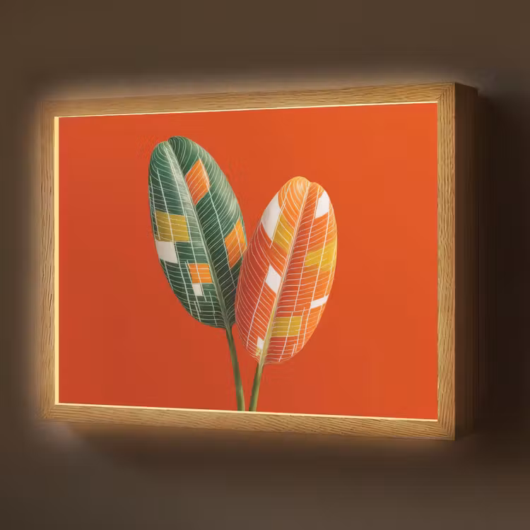 Bladeren - Ovaal - Mozaïek - Patroon Light Box met batterij (Wandlamp) middel -z3d_website