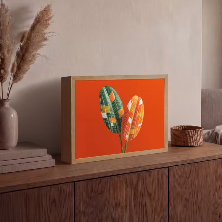 Bladeren - Ovaal - Mozaïek - Patroon Light Box met batterij (Wandlamp) middel -sfeer2