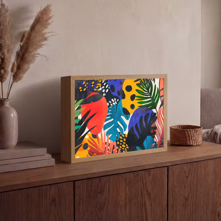 Bladeren - Vormen - Abstract - Kleurrijk Light Box met batterij (Wandlamp) middel -sfeer2