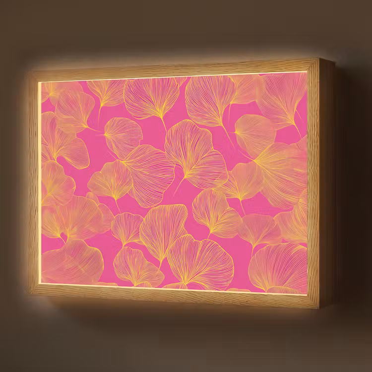 Bladeren - Nerven - Grafisch - Roze Light Box met batterij (Wandlamp) middel -z3d_website