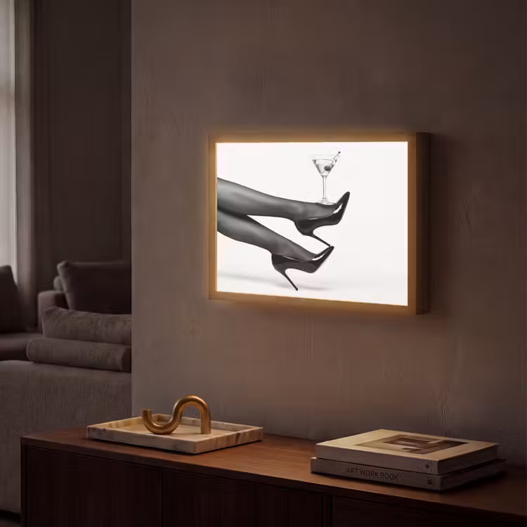 Benen - Hakken - Glas - Zwart - Wit - Speels Light Box met batterij (Wandlamp) middel -sfeer1