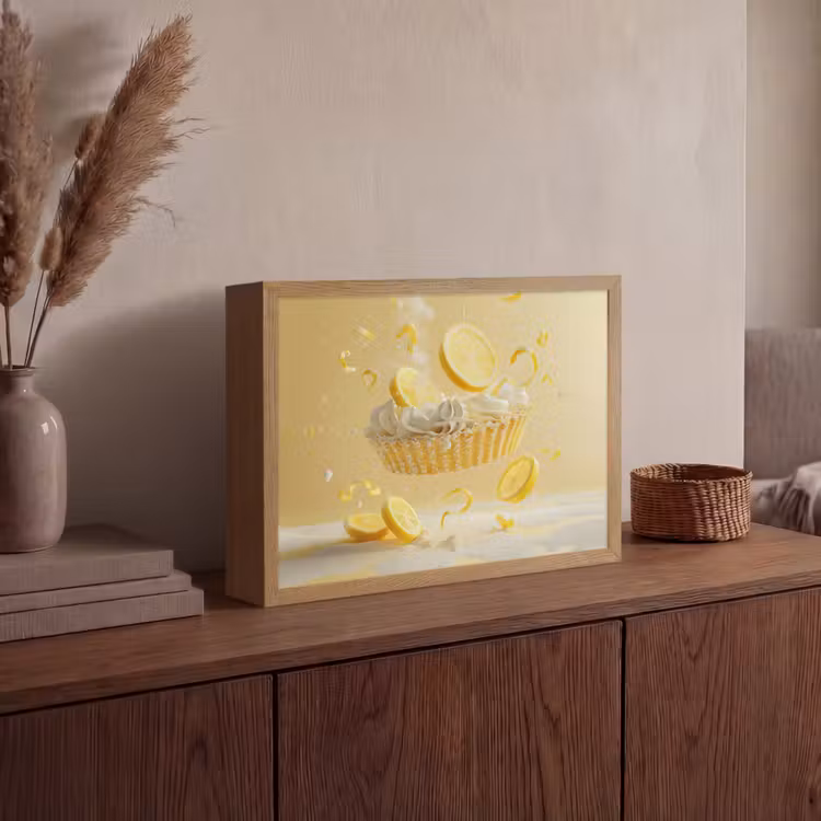 Citroen - Taart - Eten - Geel Light Box met batterij (Wandlamp) middel -sfeer2