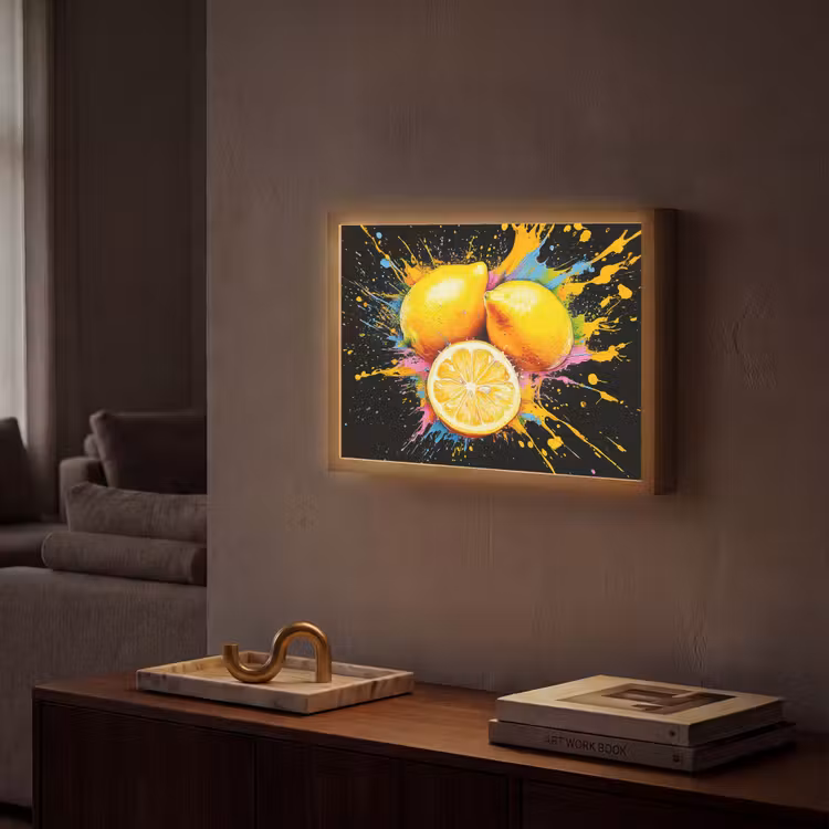 Citroen - Graffiti - Kleurrijk - Verf - Modern Light Box met batterij (Wandlamp) middel -sfeer1