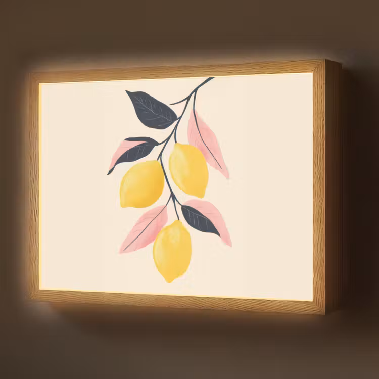 Citroenen - Felgeel - Tak - Bladeren Light Box met batterij (Wandlamp) middel -z3d_website