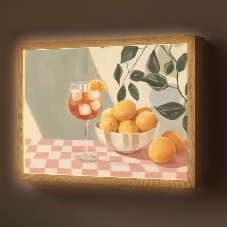 Citroenen - Glas - Tafelkleed - Geblokt Light Box met batterij (Wandlamp) middel -z3d_website