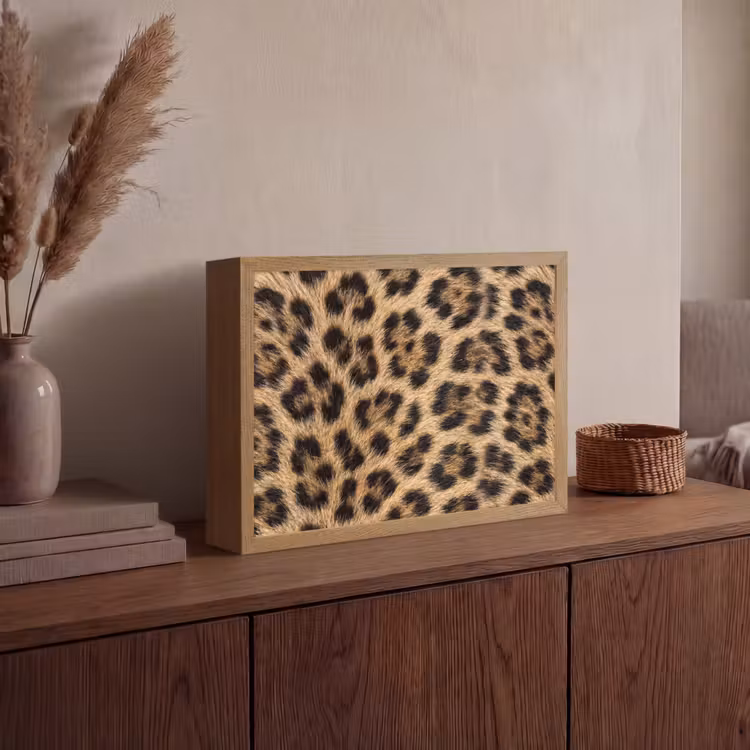 Luipaard - Vacht - Klassiek - Bruin Light Box met batterij (Wandlamp) middel -sfeer2