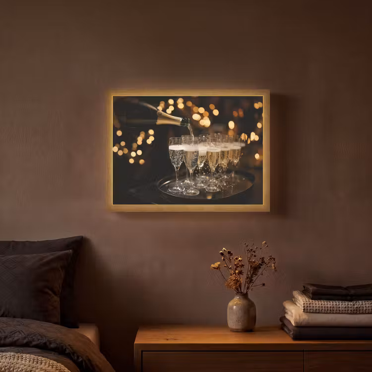 Lichter - Champagner - Gläser Light Box met batterij (Wandlamp) middel -sfeer4