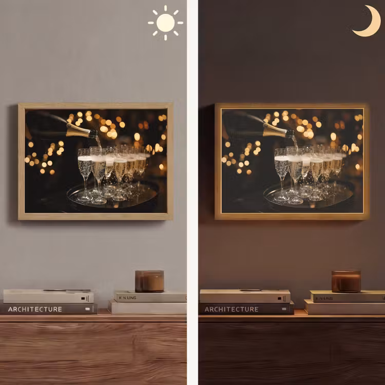 Lichter - Champagner - Gläser Light Box met batterij (Wandlamp) middel -sfeer3