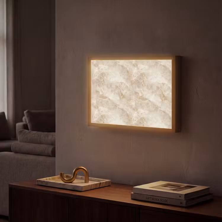 Lichtbeige - Onyx - Subtiel Light Box met batterij (Wandlamp) middel 907 -sfeer1