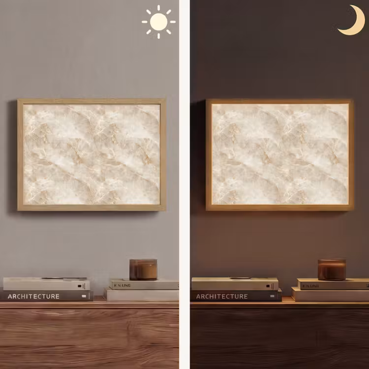 Lichtbeige - Onyx - Subtiel Light Box met batterij (Wandlamp) middel 907 -sfeer3