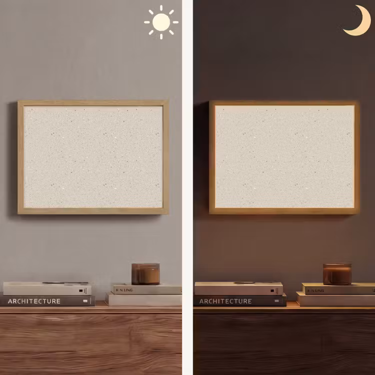 Lichtbeige - Terrazzo - Grijs Light Box met batterij (Wandlamp) middel 907 -sfeer3