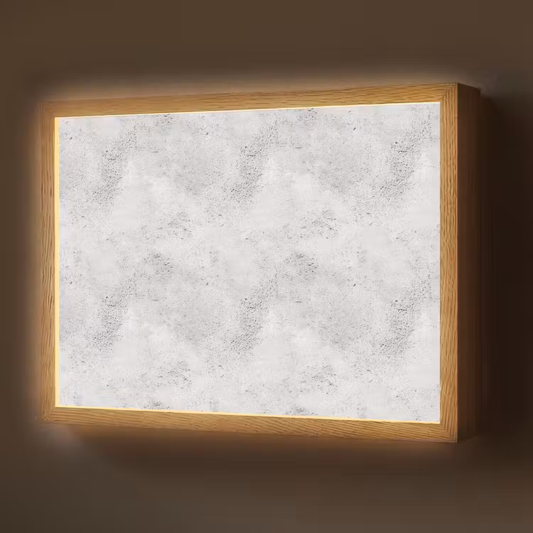 Lichtgrijs - Ruw - Subtiel Light Box met batterij (Wandlamp) middel 907 -z3d_website