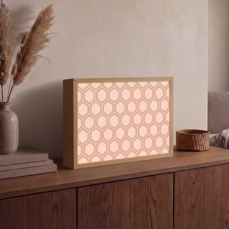 Lichtroze - Patroon - Symmetrisch Light Box met batterij (Wandlamp) middel 907 -sfeer2