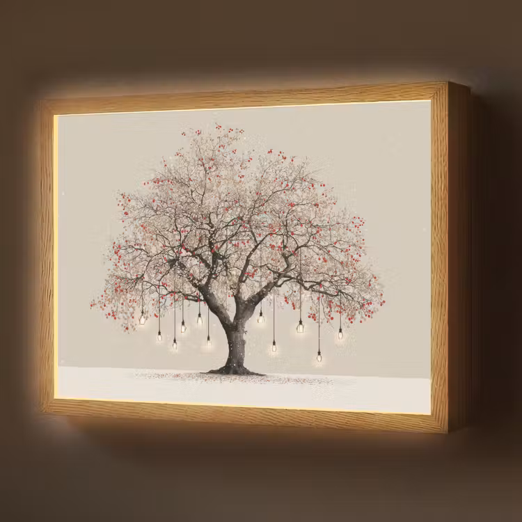 Lichtboom - Winter - Kerst - Meerkleurig Light Box met batterij (Wandlamp) middel -z3d_website