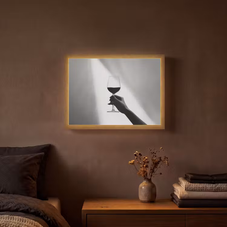 Lichtinval - Wijn - Rood - Glas Light Box met batterij (Wandlamp) middel -sfeer4