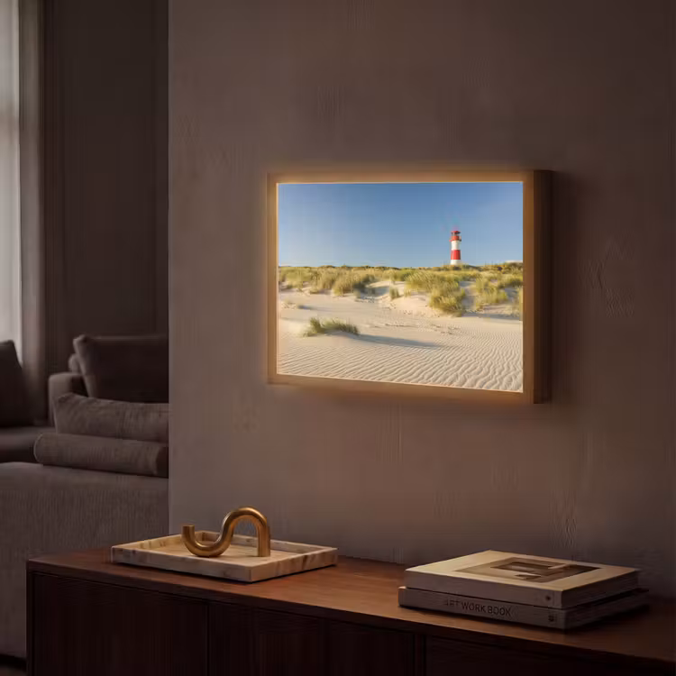 Vuurtoren - Strand - Landschap - Duinen Light Box met batterij (Wandlamp) middel -sfeer1