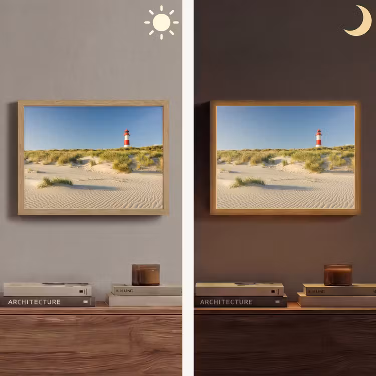 Vuurtoren - Strand - Landschap - Duinen Light Box met batterij (Wandlamp) middel -sfeer3