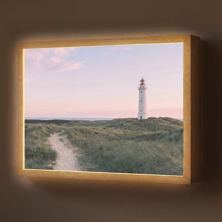 Vuurtoren - Duinlandschap - Zee Light Box met batterij (Wandlamp) middel -z3d_website