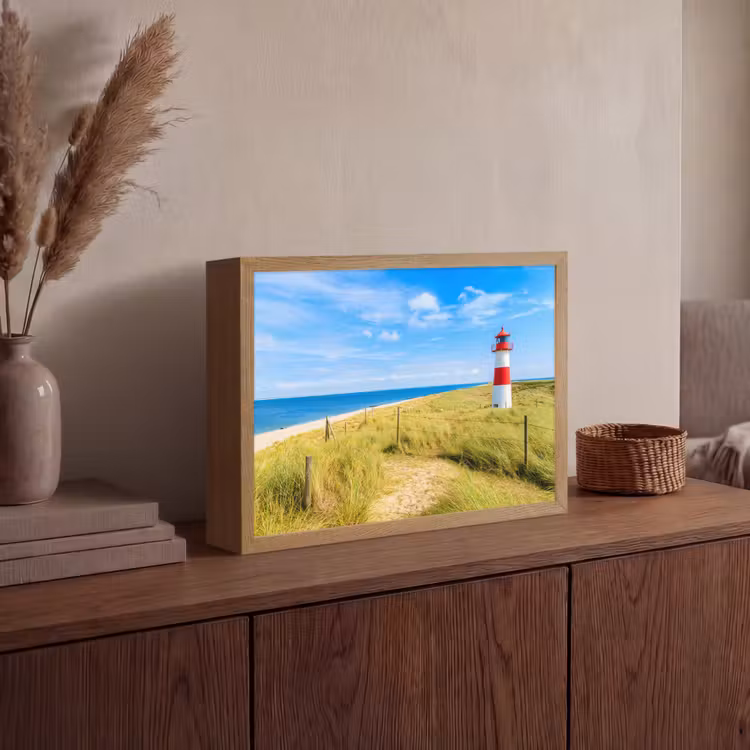 Vuurtoren - Duinen - Strand - Zee - Zomer Light Box met batterij (Wandlamp) middel -sfeer2
