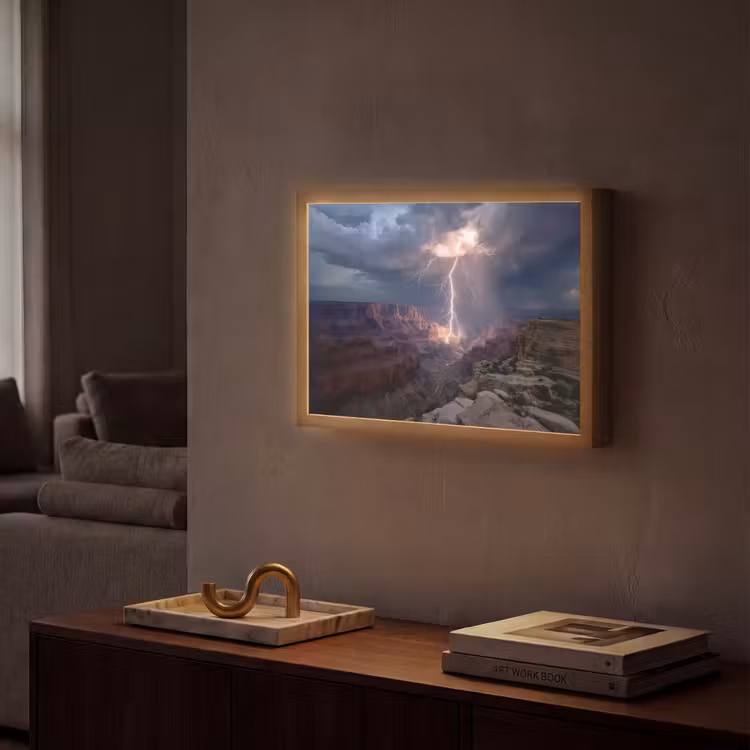 Bliksem - Wolken - Canyon Light Box met batterij (Wandlamp) middel -sfeer1