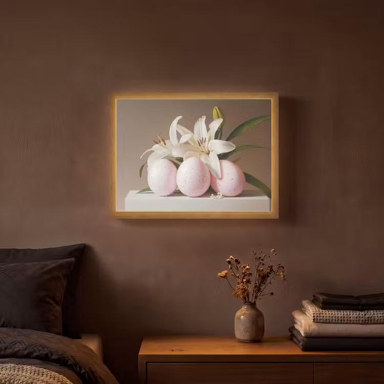 Lelies - Eieren - Pasen Light Box met batterij (Wandlamp) middel -sfeer4