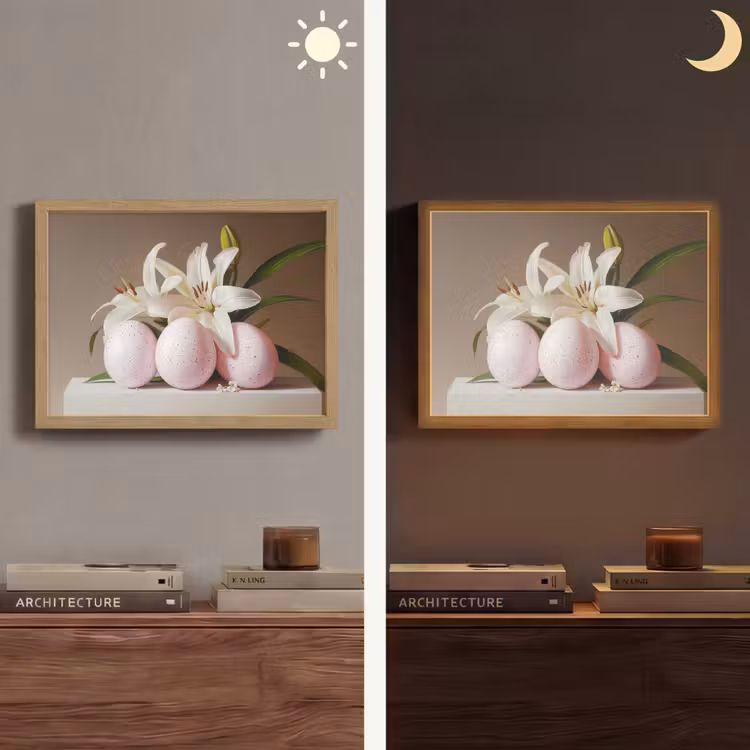 Lelies - Eieren - Pasen Light Box met batterij (Wandlamp) middel -sfeer3