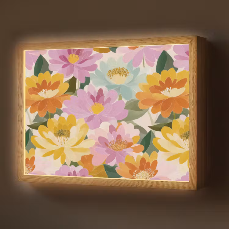 Lelies - Aquarel - Pastel Light Box met batterij (Wandlamp) middel 907 -z3d_website