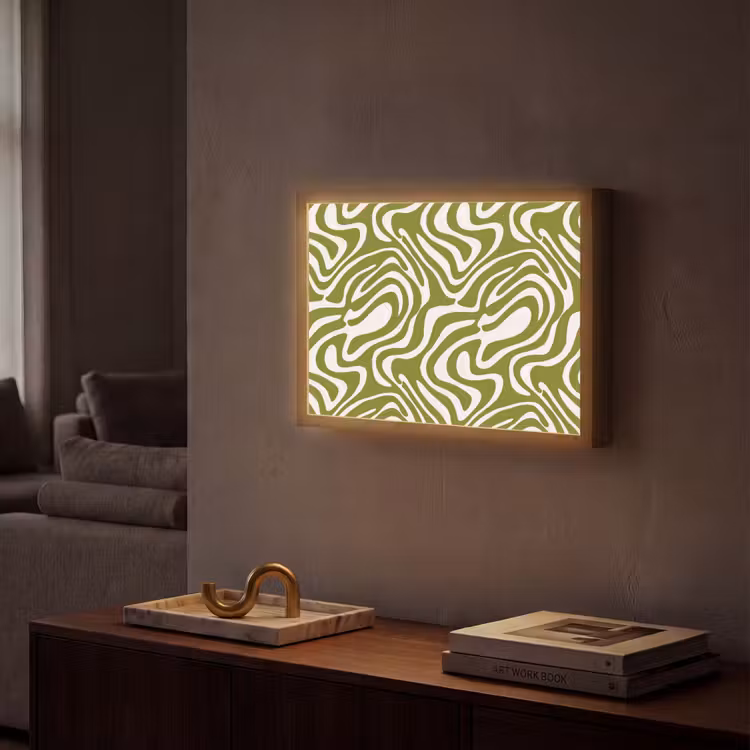 Lijnpatroon - Groen - Organisch Light Box met batterij (Wandlamp) middel 907 -sfeer1
