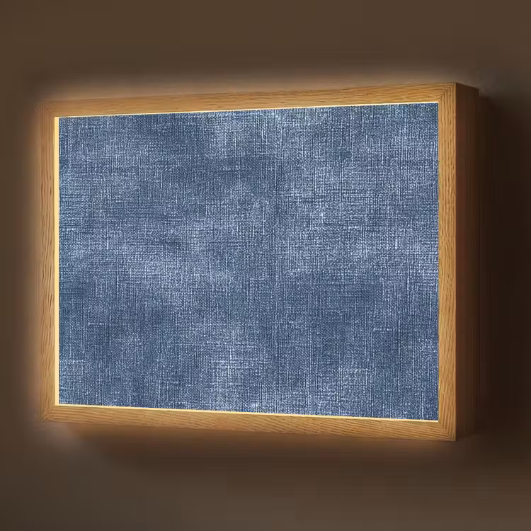 Linnen - Textuur - Patroon - Denim - Rustiek Light Box met batterij (Wandlamp) middel 907 -z3d_website